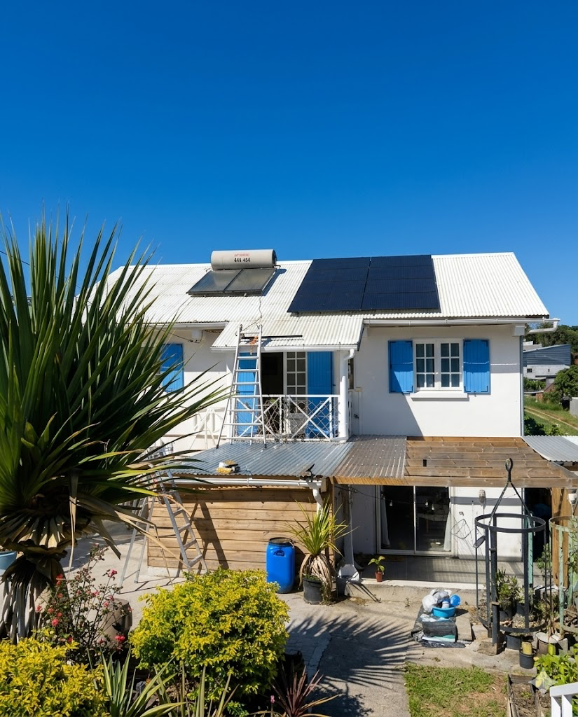 Installation solaire de 9 kWc (18 panneaux) sur une maison à Le Moule, Guadeloupe