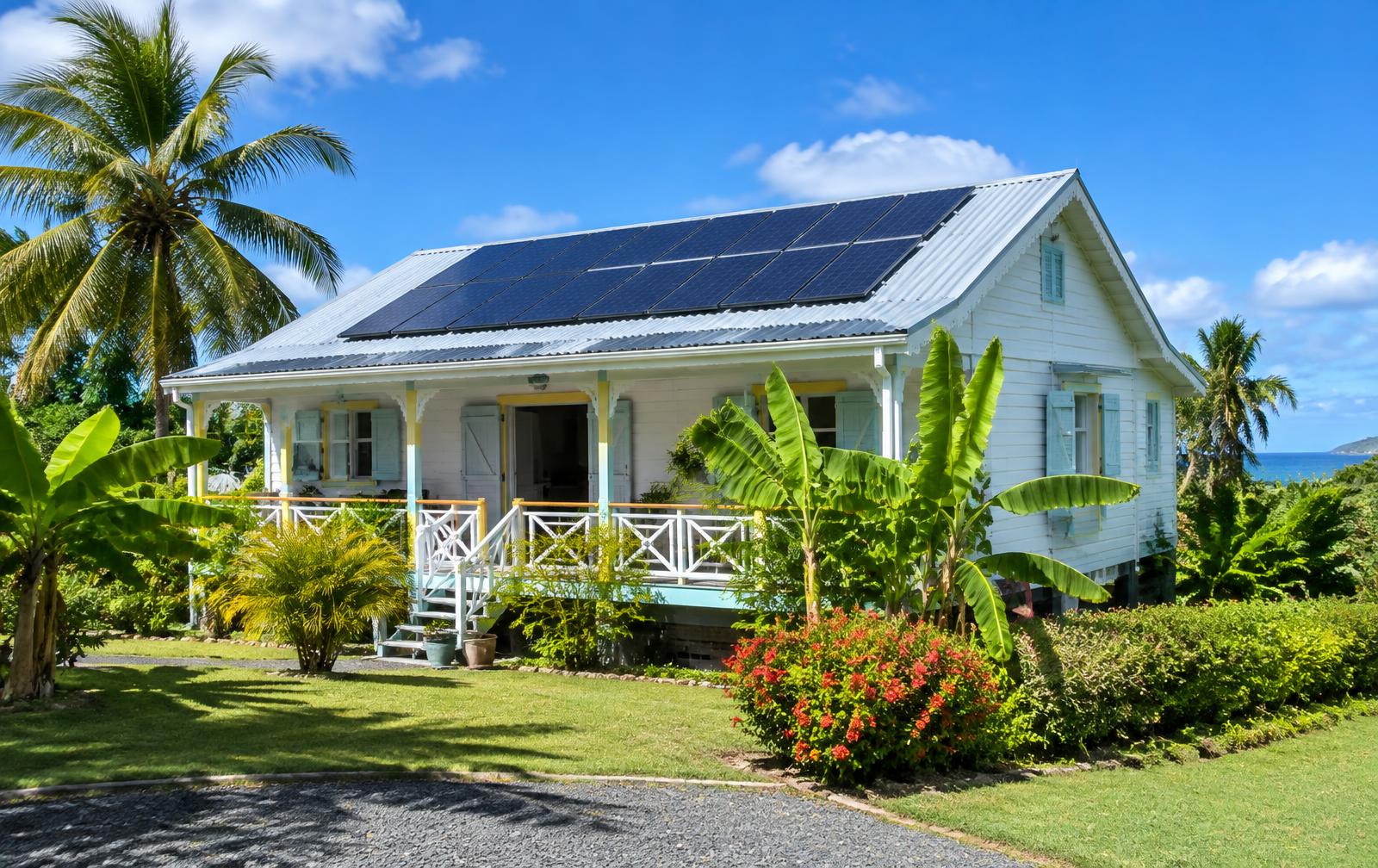 Installation solaire de 6 kWc (12 panneaux) sur une maison à Sainte-Rose, Guadeloupe