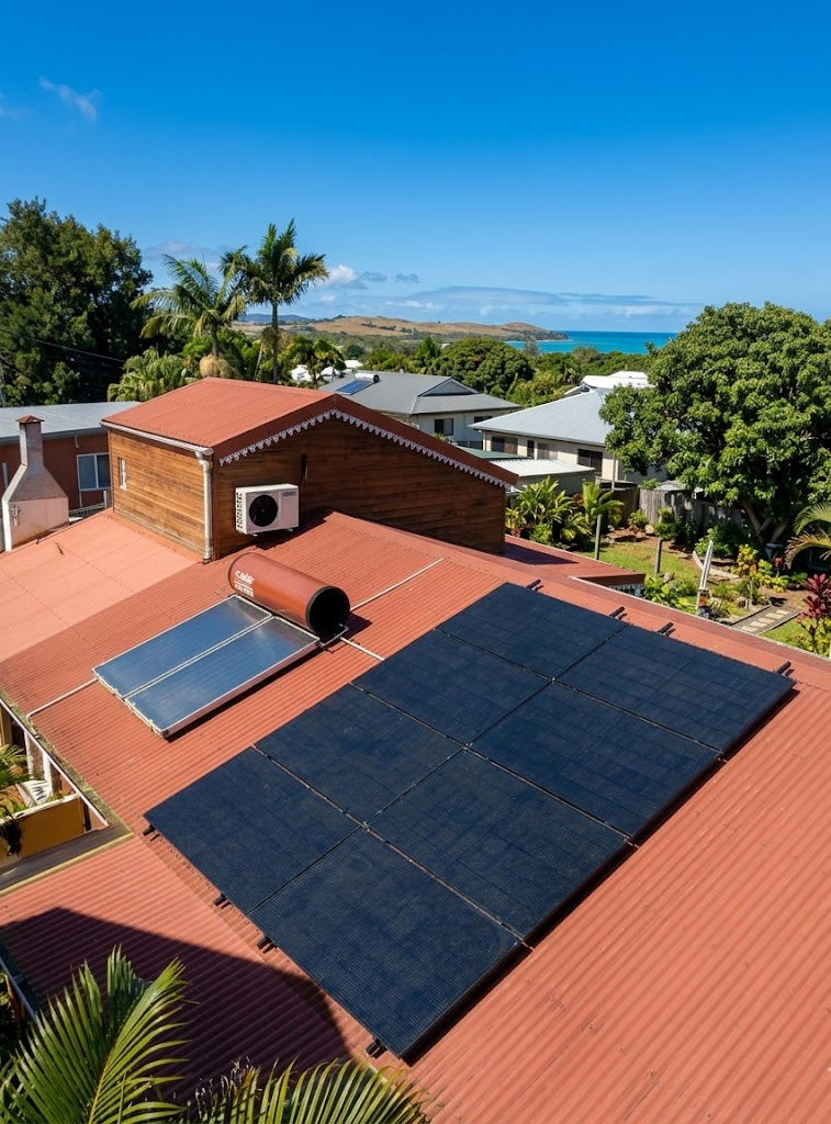 Installation solaire de 9 kWc (18 panneaux) sur une maison à Saint-François, Guadeloupe